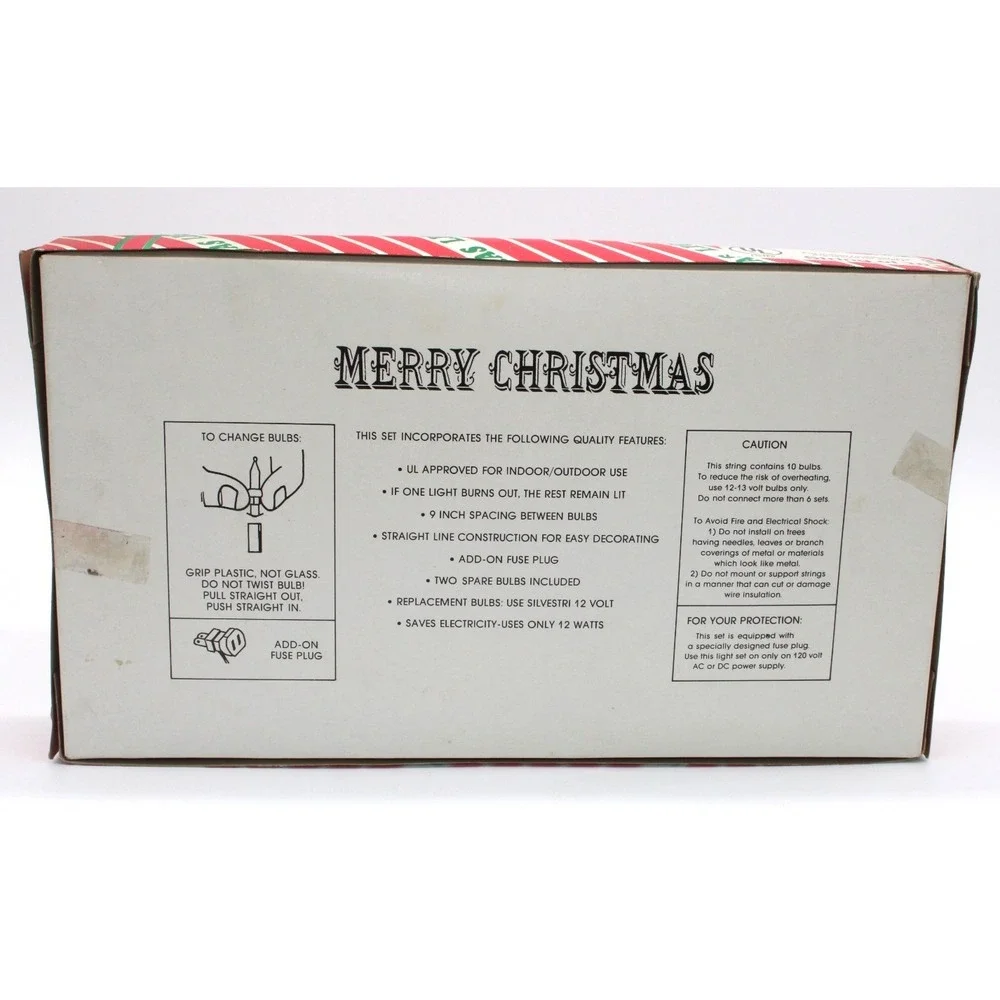 VTG Blow Mold Christmas Star String Lights 10 Piece NEW Sealed Happy Stars